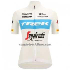 Completo Maglia 2022 Trek-Segafredo (Cycling Shorts) Manica Corta Bianco Blu